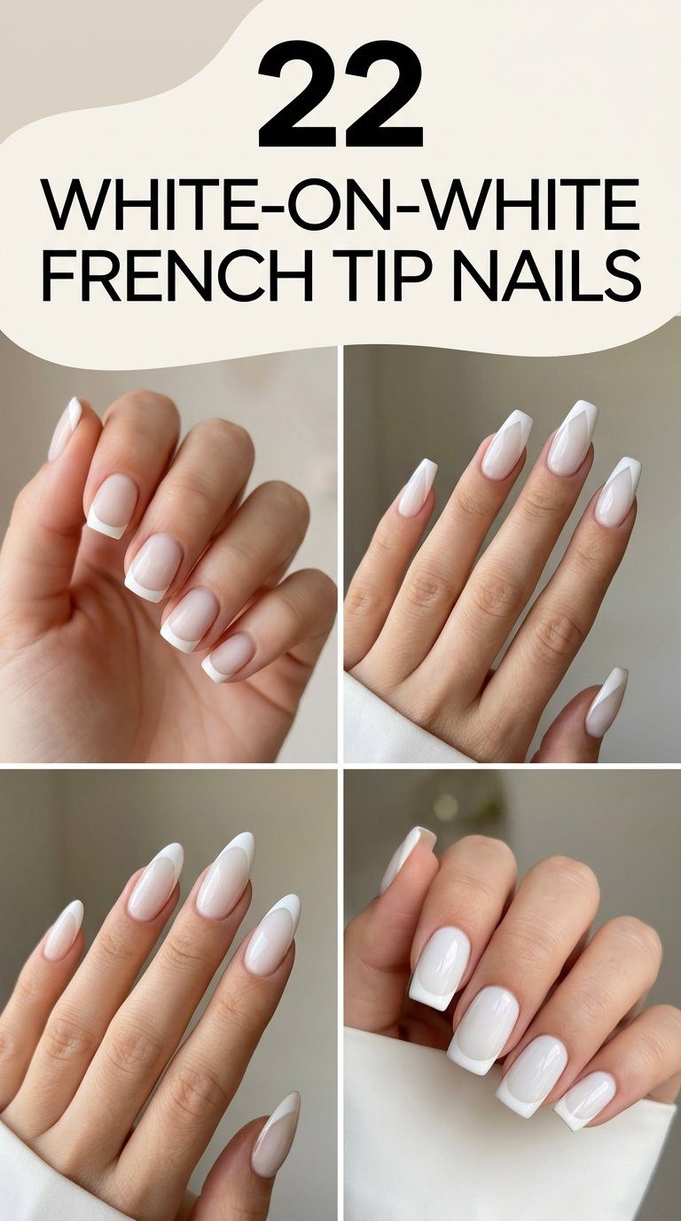 white on white French tip nails