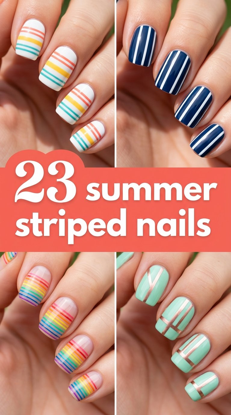 summer striped nails