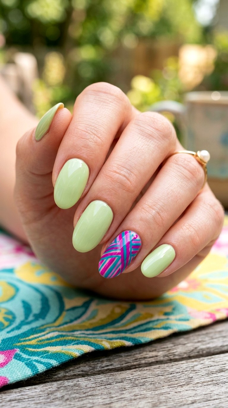 Accent Nail Chaos Summer Striped Nails - 23 summer striped nails