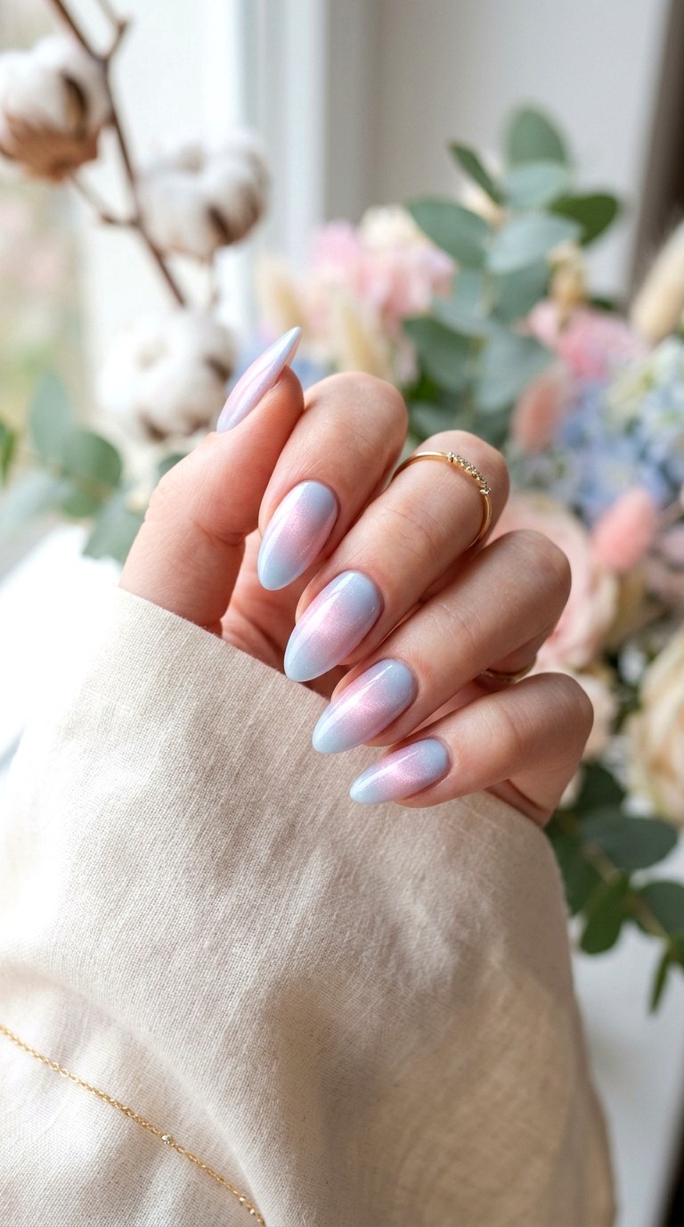 Baby Blue and Soft Pink Duo - 20  Spring Dual-Tone Magnetic Cat Eye Nails Ideas
