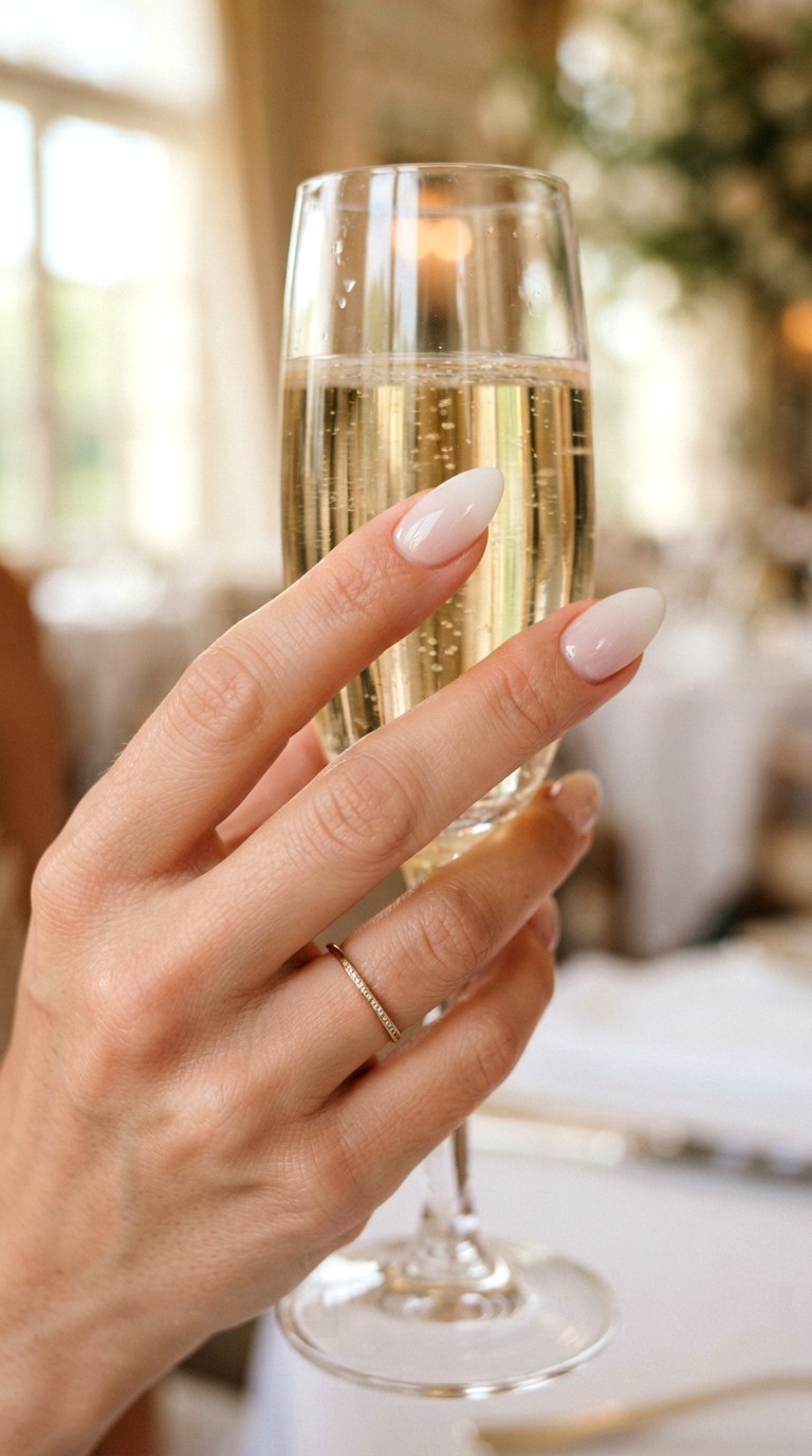 Baby Boomer Gradient Softness - 27 white almond nails