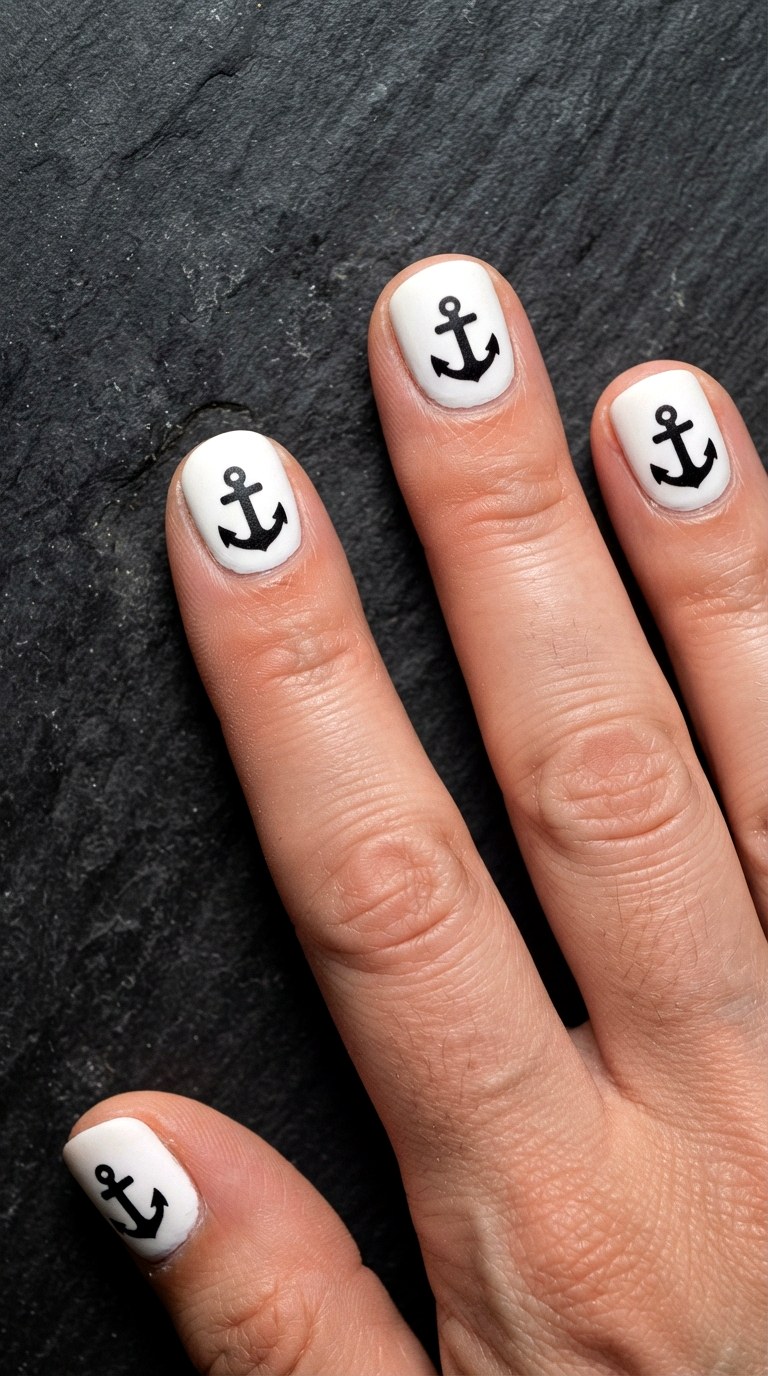 Black Anchor Silhouette Nautical Nails - 30 nautical nails