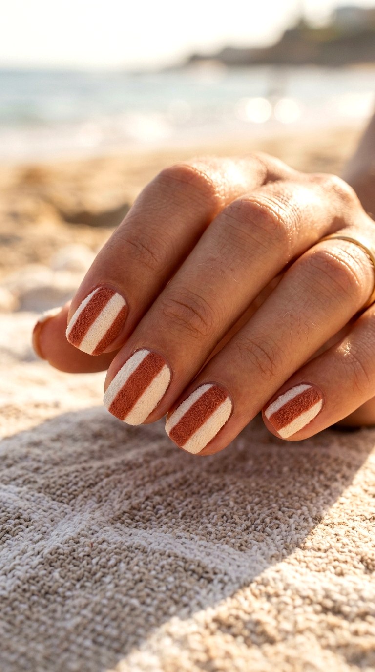Chunky Beach Towel Summer Striped Nails - 23 summer striped nails