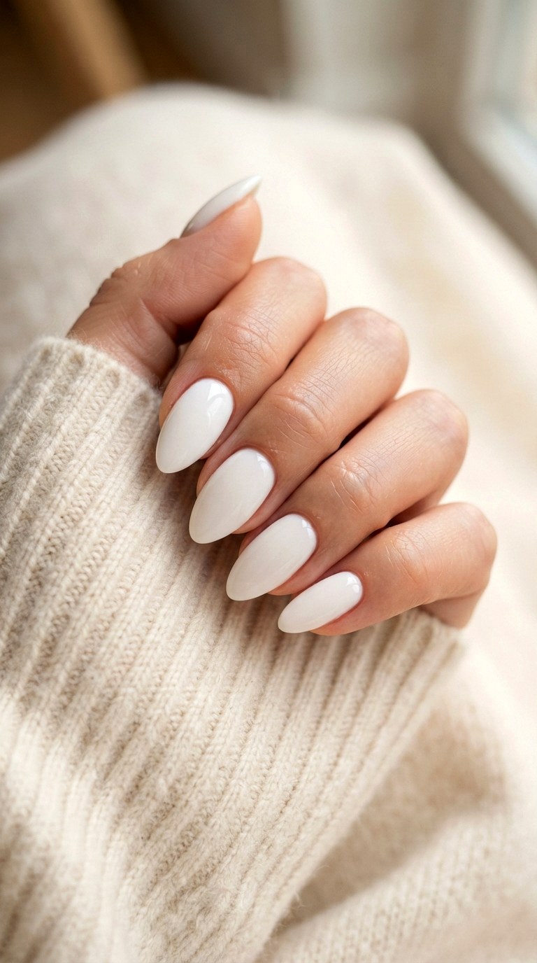 Classic Creamy Solid White - 28 white nails