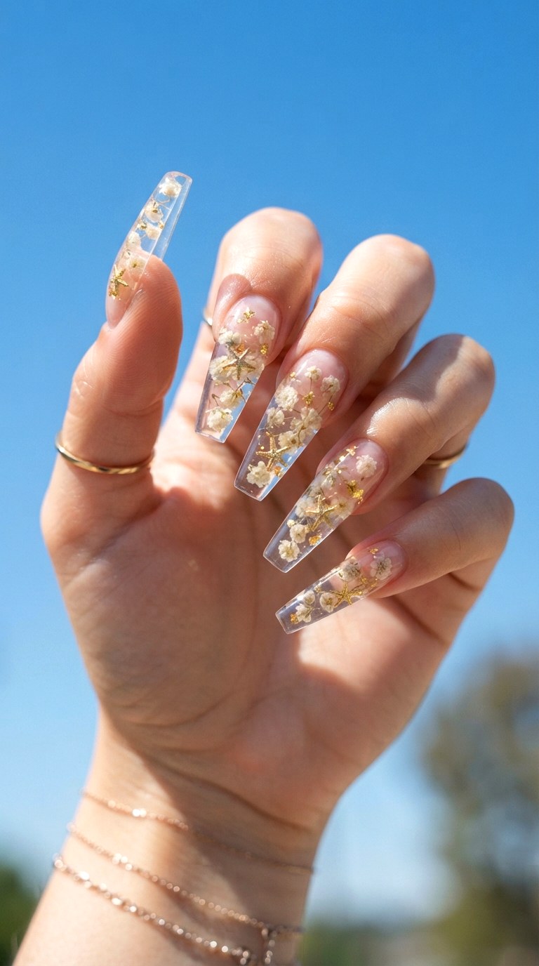 Clear Glass Sea Nautical Nails - 30 nautical nails