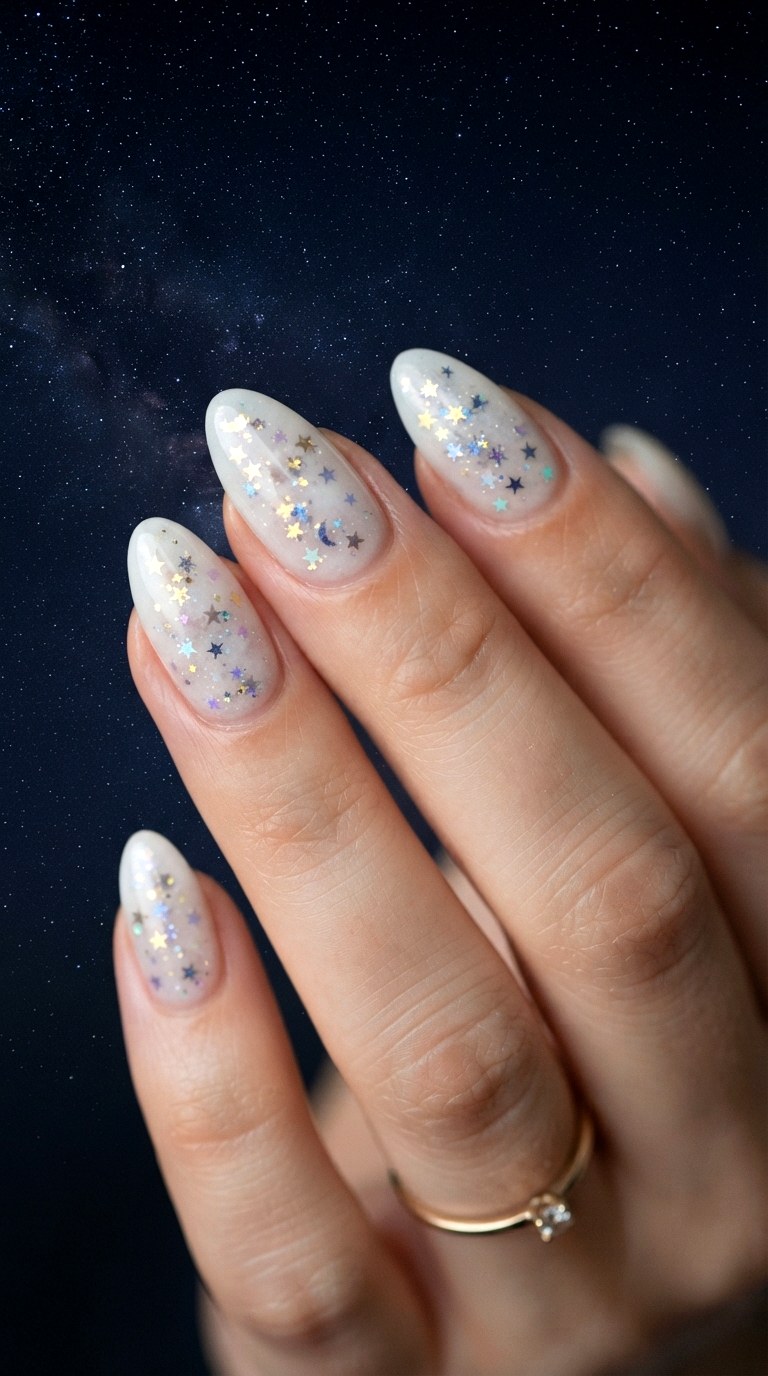 Constellation Encapsulation - 27 white almond nails
