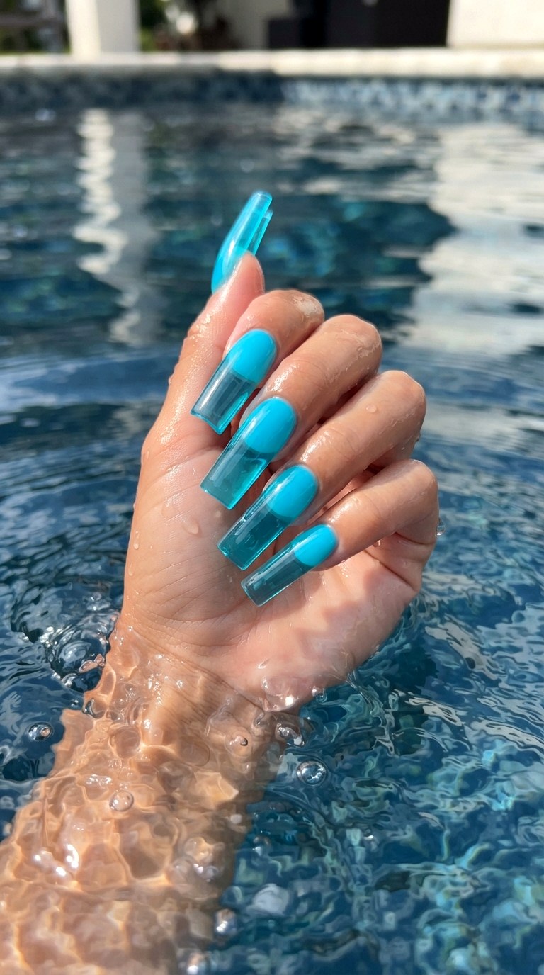 Crystal Blue Water Nautical Nails - 30 nautical nails
