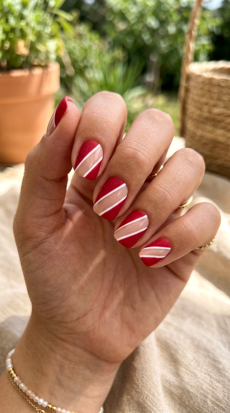 Diagonal Illusion Summer Striped Nails - 23 summer striped nails