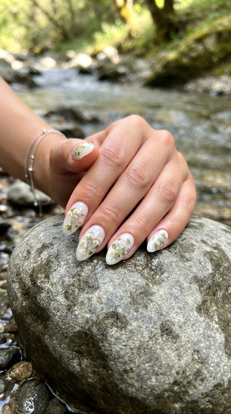 Dried Botanical Encapsulation - 27 white almond nails