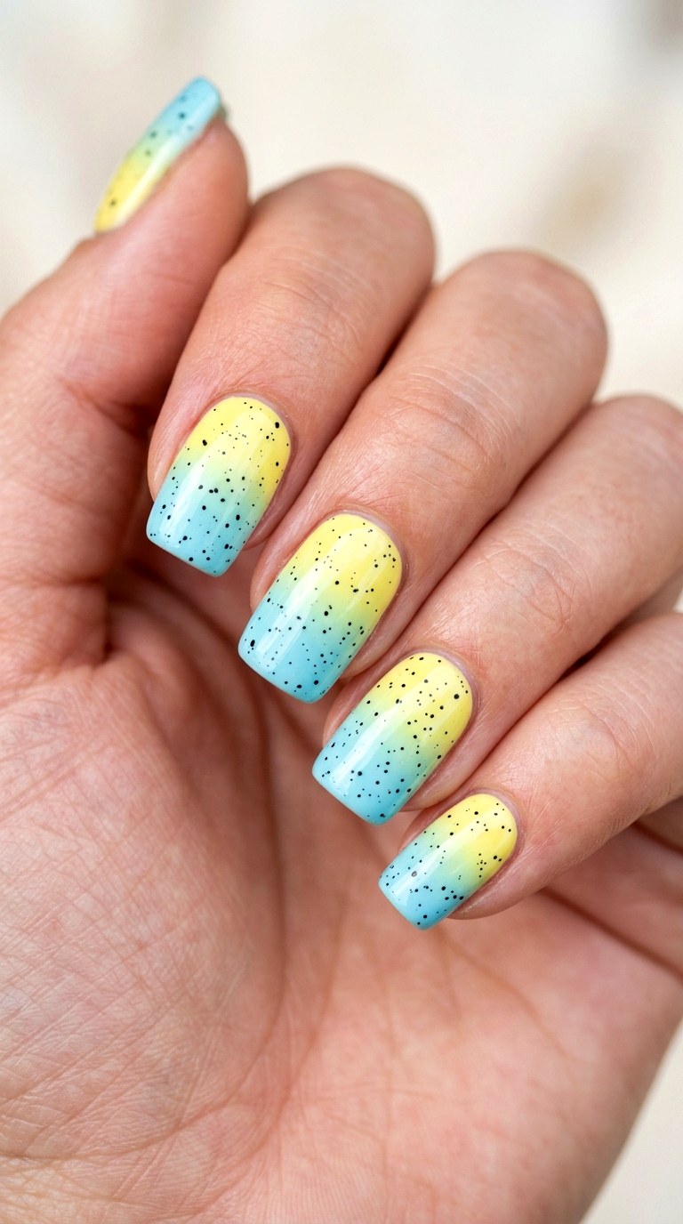 Easter Egg Speckled Ombre - 29 Pastel Spring Ombre Nails