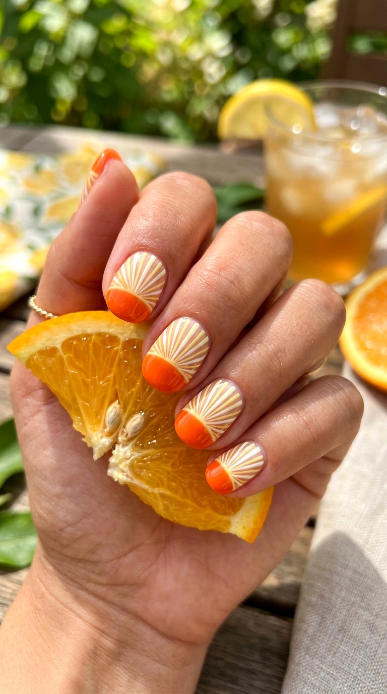 Fruit Slice Inspired Summer Striped Nails - 23 summer striped nails