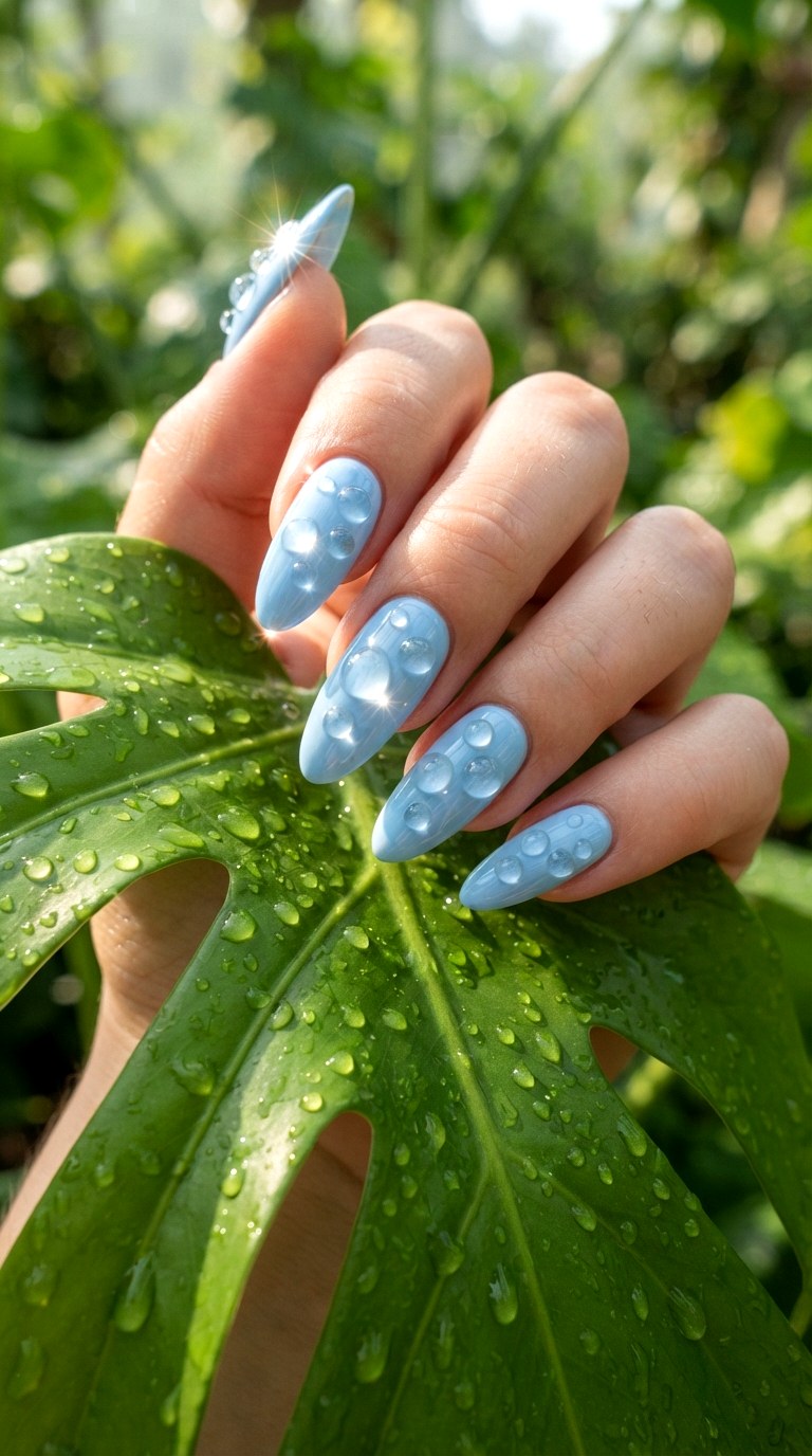 Glittering Water Droplet Nautical Nails - 30 nautical nails