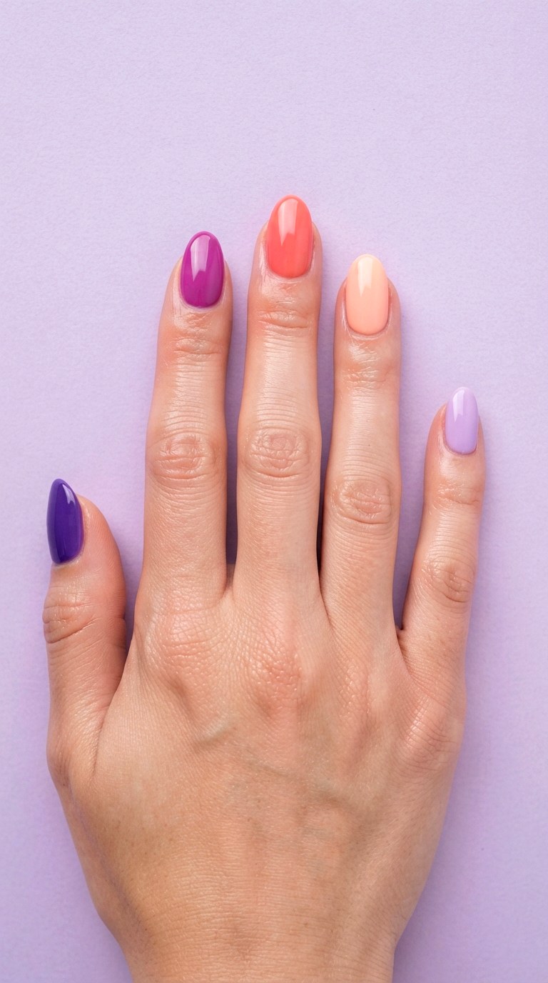 Gradient Skittle Colorful Nails - 20 colorful nails
