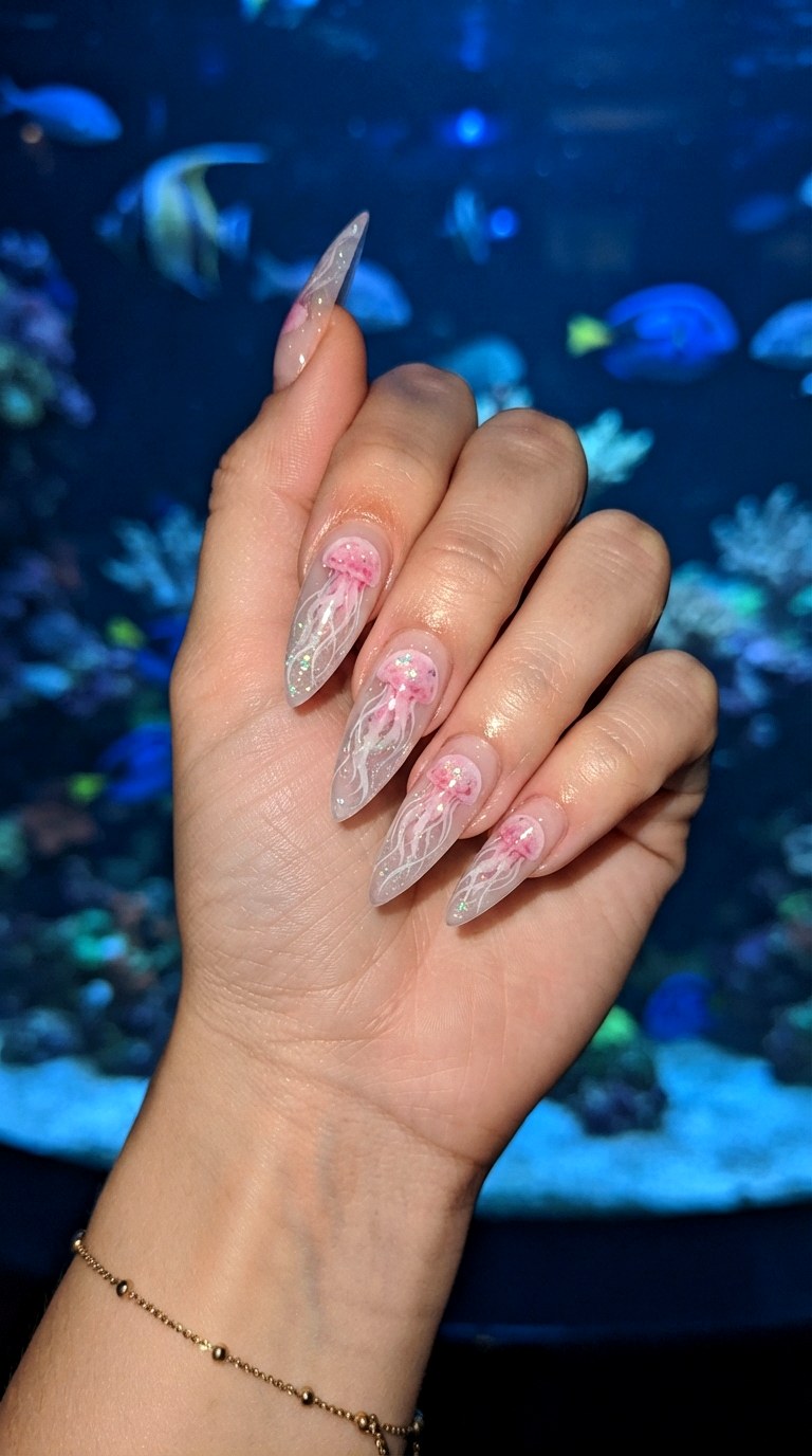 Jellyfish Ethereal Nautical Nails - 30 nautical nails