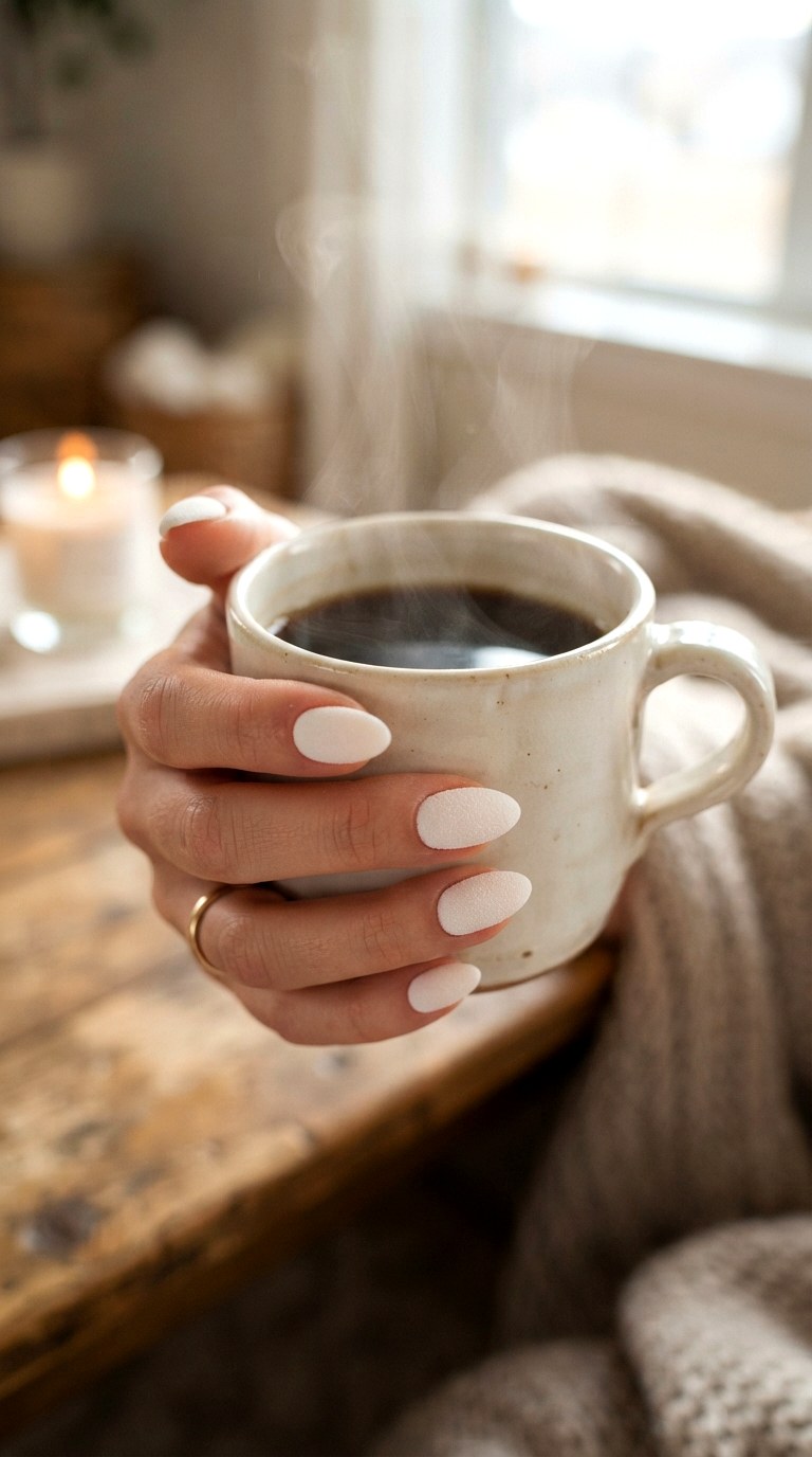 Matte Marshmallow White Almond Nails - 30 white almond nails