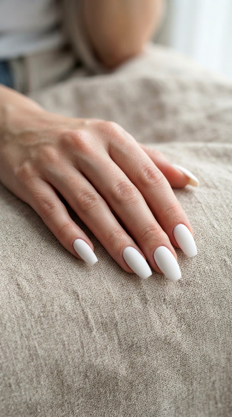 Matte Modern White Coffin - 28 white nails