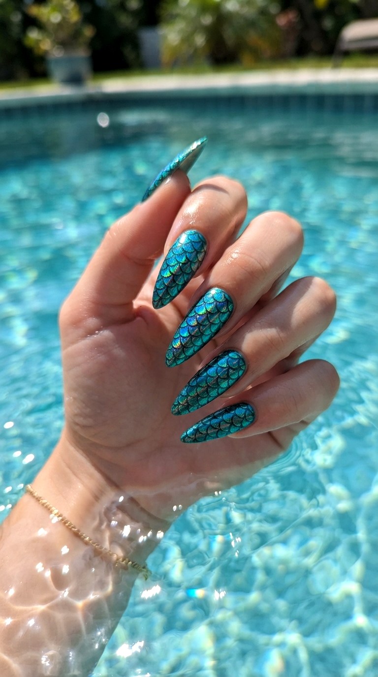 Mermaid Scale Nautical Nails - 30 nautical nails