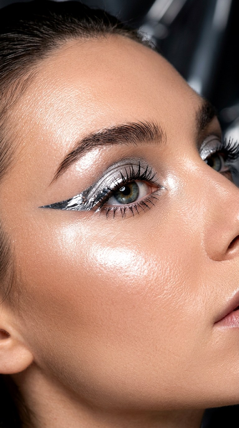 Metallic Chrome Liner - 22 Trending eyeliner styles  2026