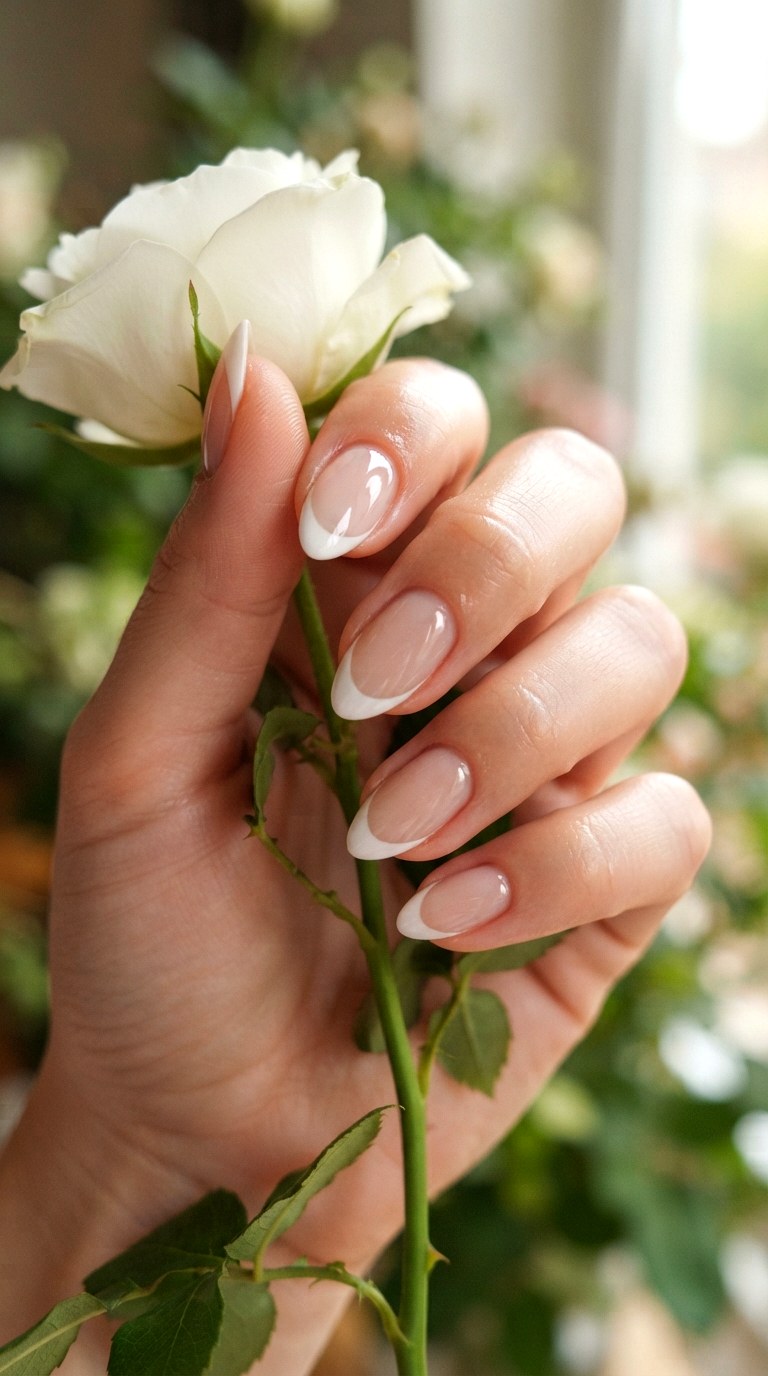 Micro French Almond Precision - 27 white almond nails