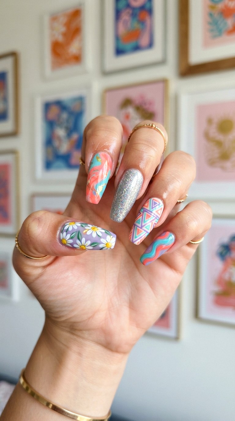 Mismatched Mix and Match Colorful Nails - 20 colorful nails