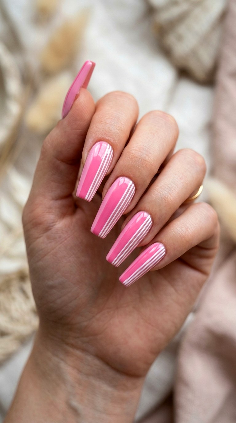 Multi Thickness Drama Summer Striped Nails - 23 summer striped nails