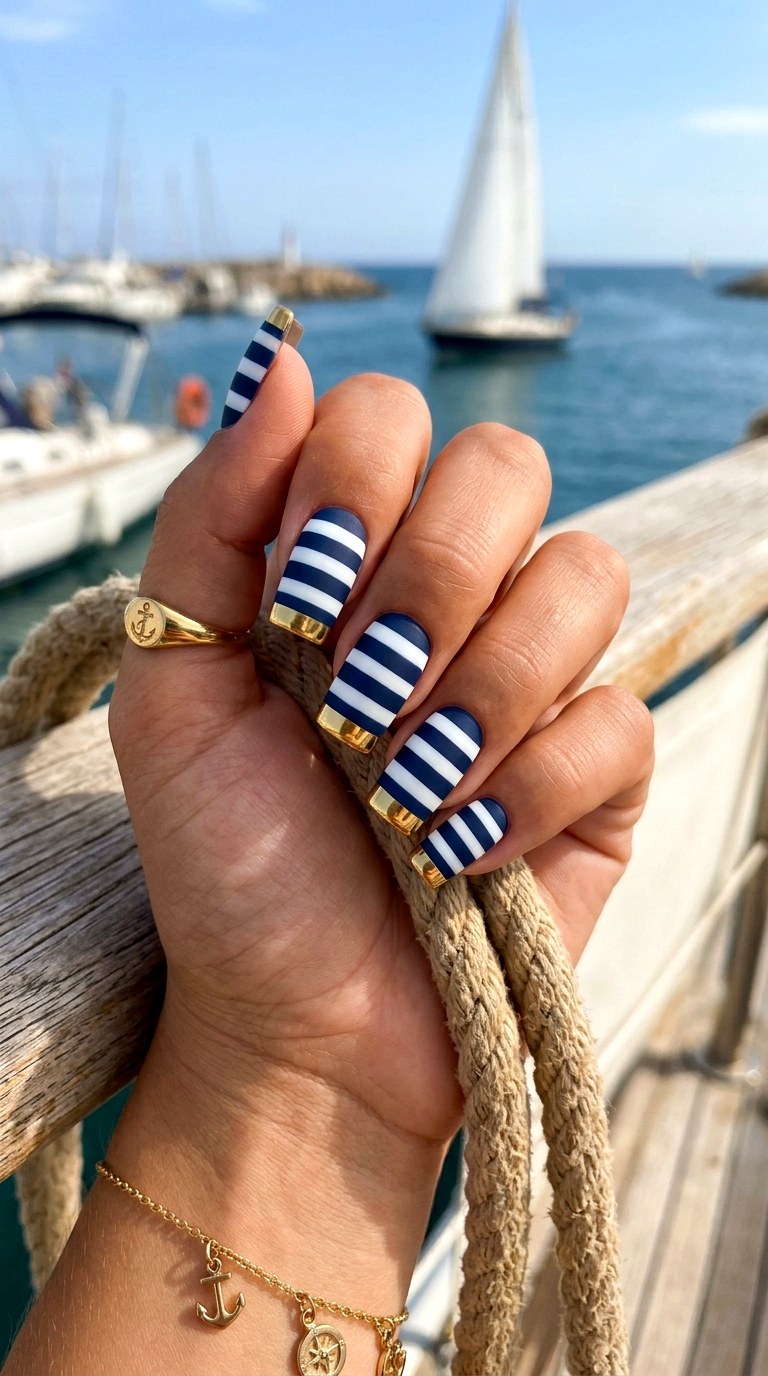 Nautical Classic Summer Striped Nails - 23 summer striped nails