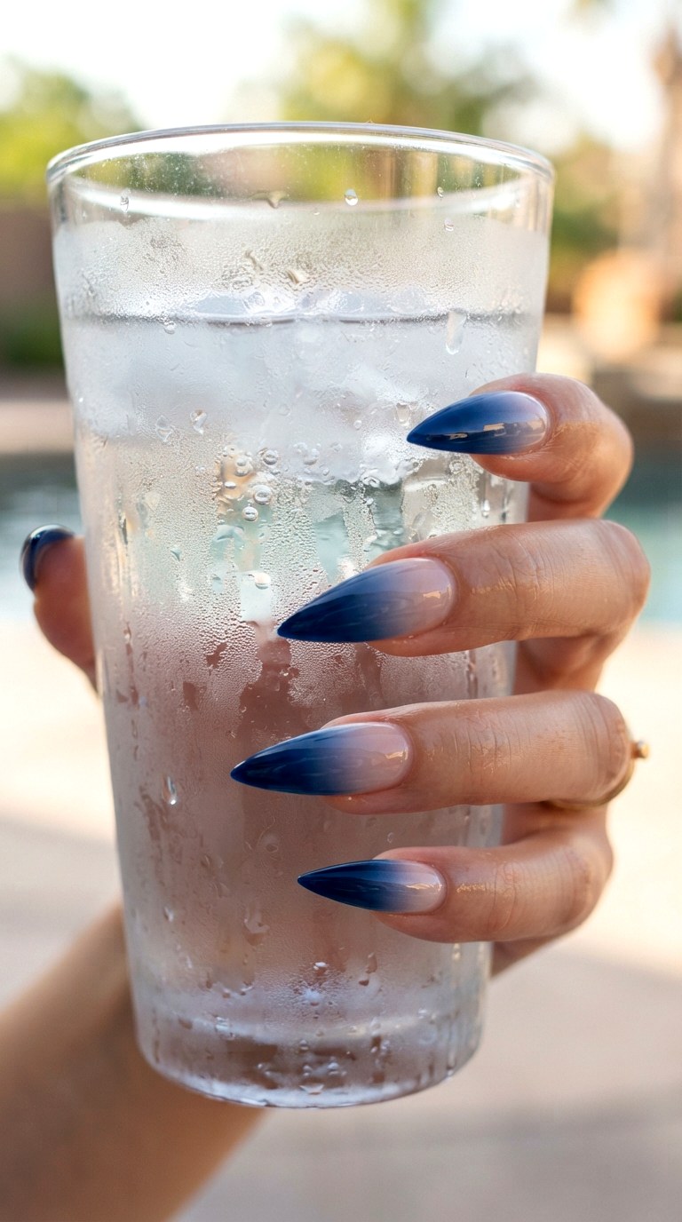 Nautical Navy Gradient Nails - 30 nautical nails