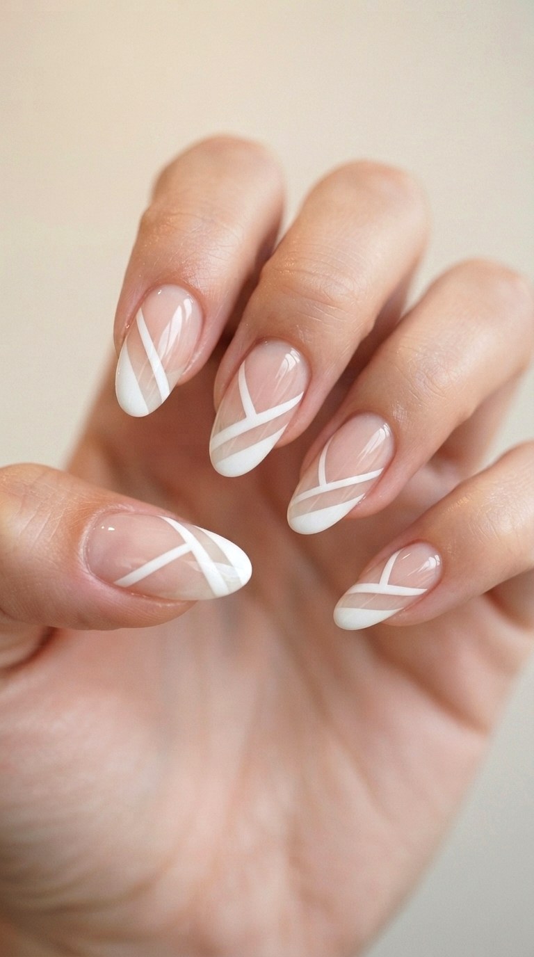 Negative Space Cut Outs - 28 white nails