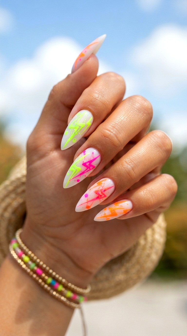 Neon Pop Colorful Nails - 20 colorful nails