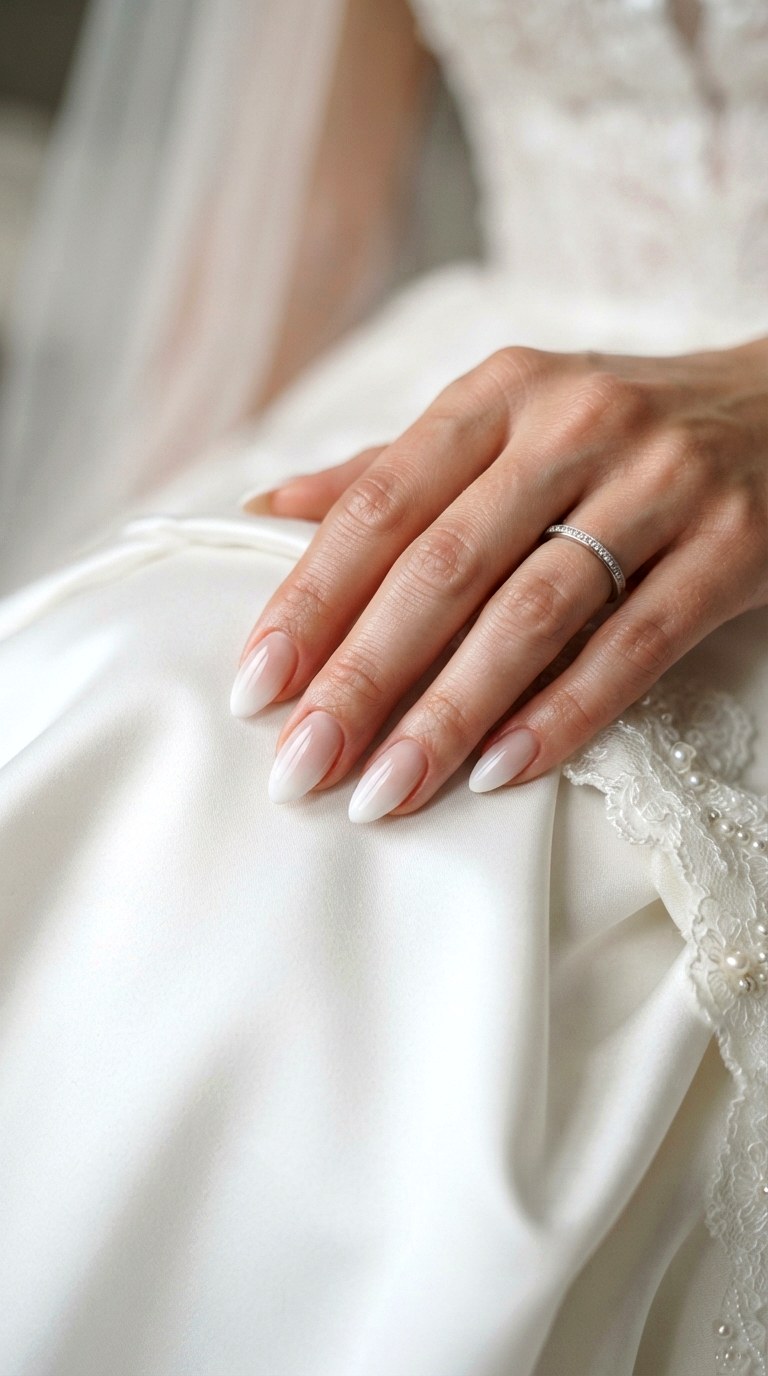 Ombre Boomer White Almond Nails - 30 white almond nails