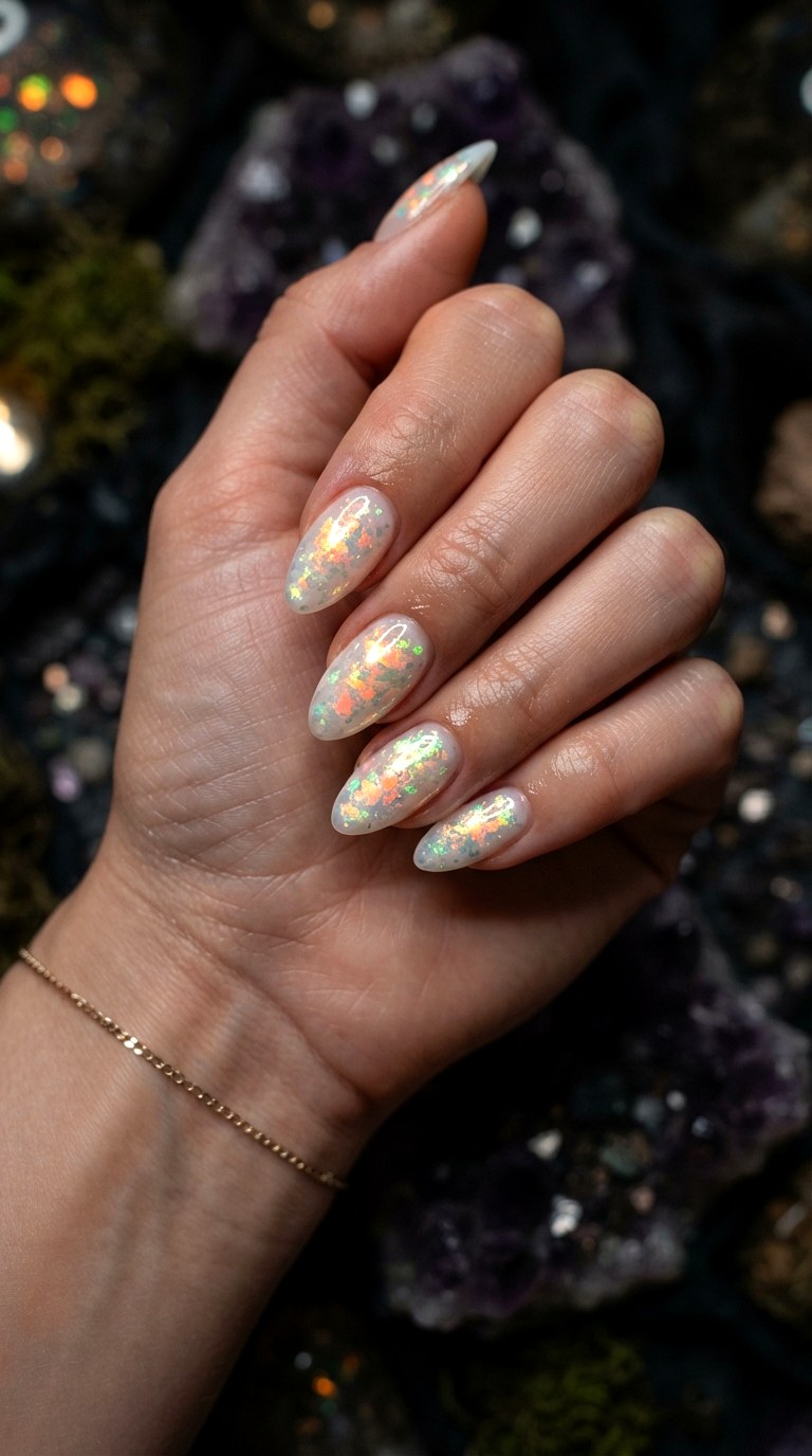 Opal Fire White Almond Nails - 30 white almond nails