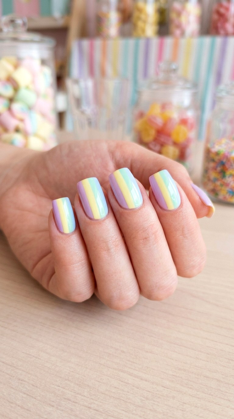 Pastel Candy Shop Summer Striped Nails - 23 summer striped nails