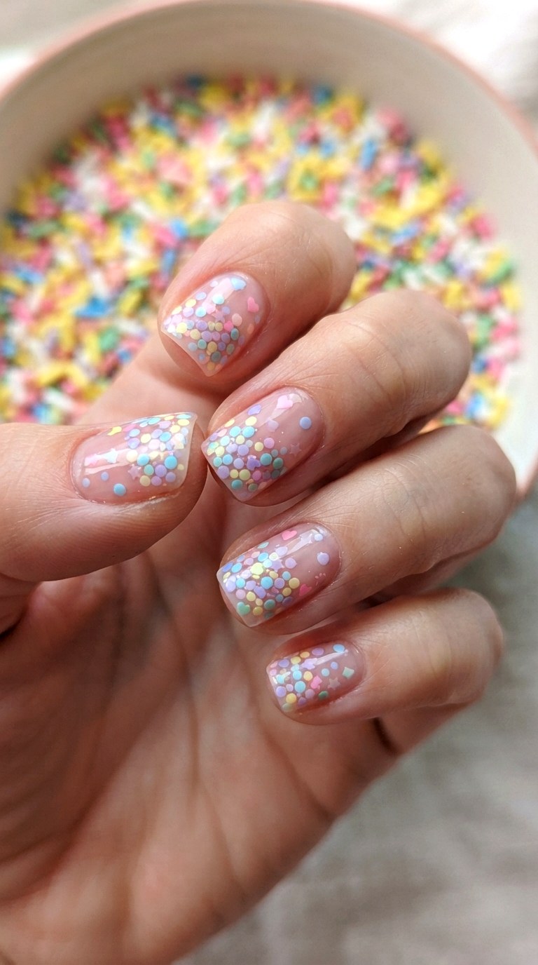 Pastel Confetti Colorful Nails - 20 colorful nails