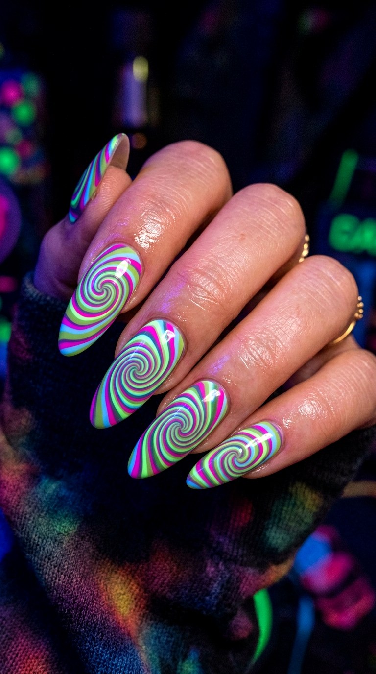 Psychedelic Swirl Summer Striped Nails - 23 summer striped nails