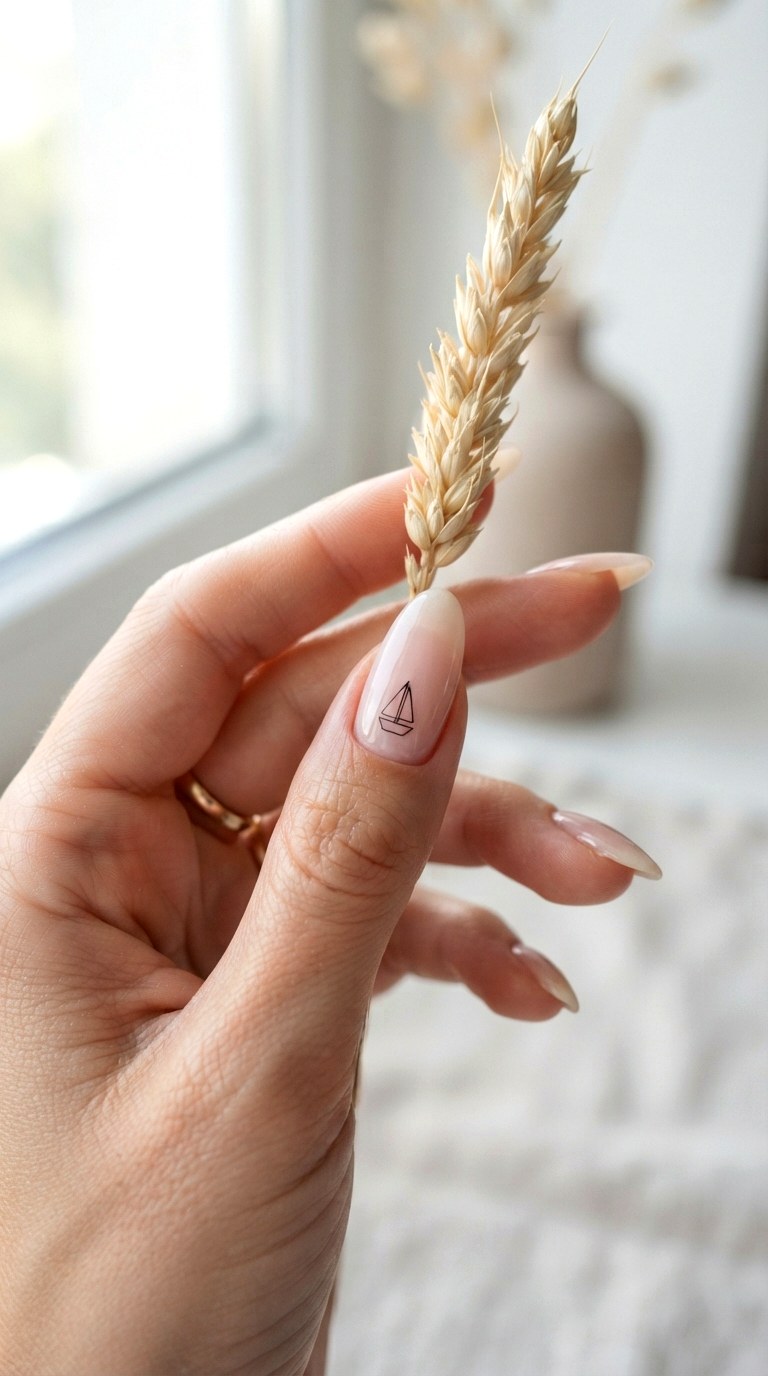 Sailboat Silhouette Minimal Nautical Nails - 30 nautical nails