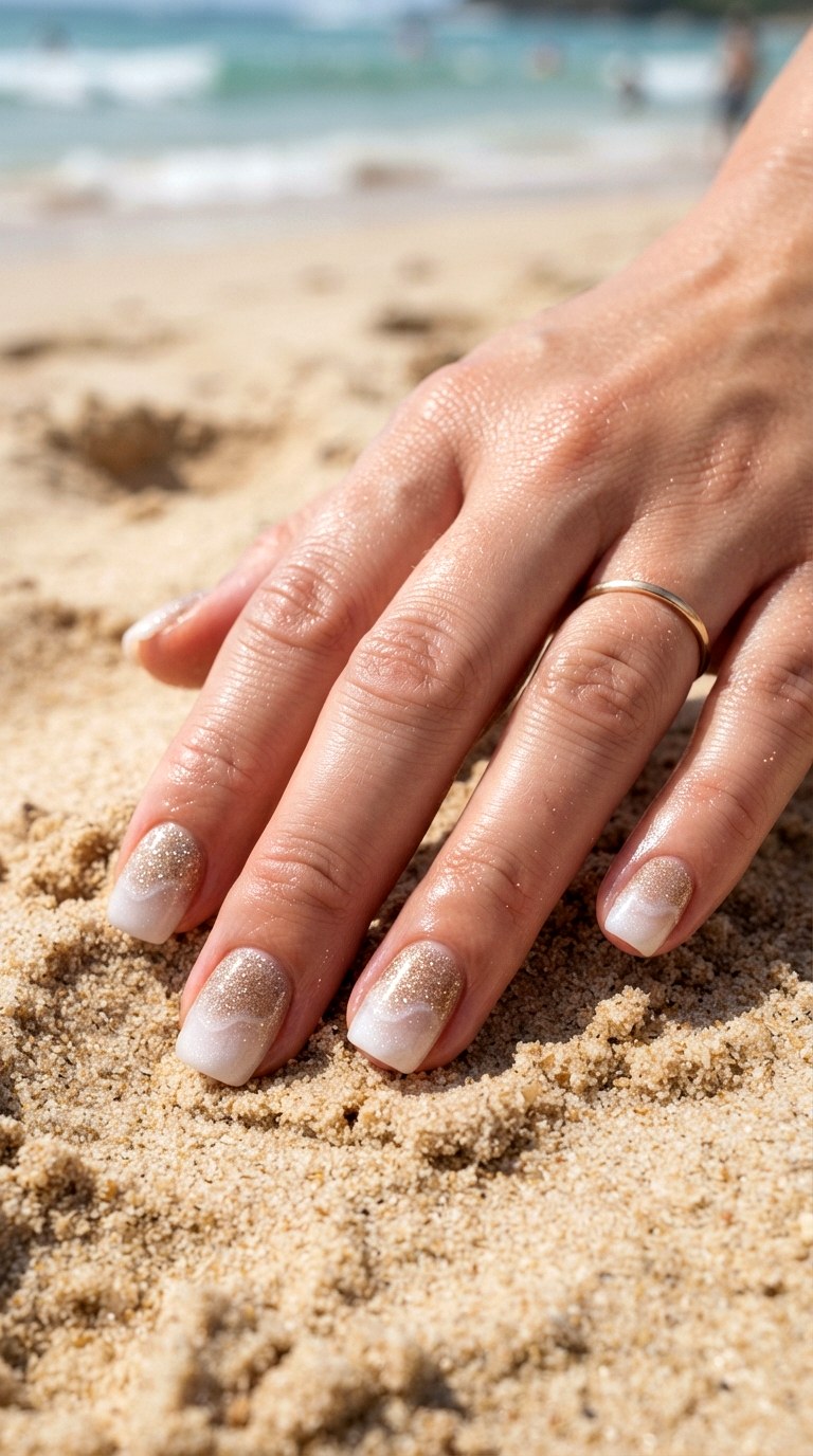Sandy Beach Ombre Nautical Nails - 30 nautical nails