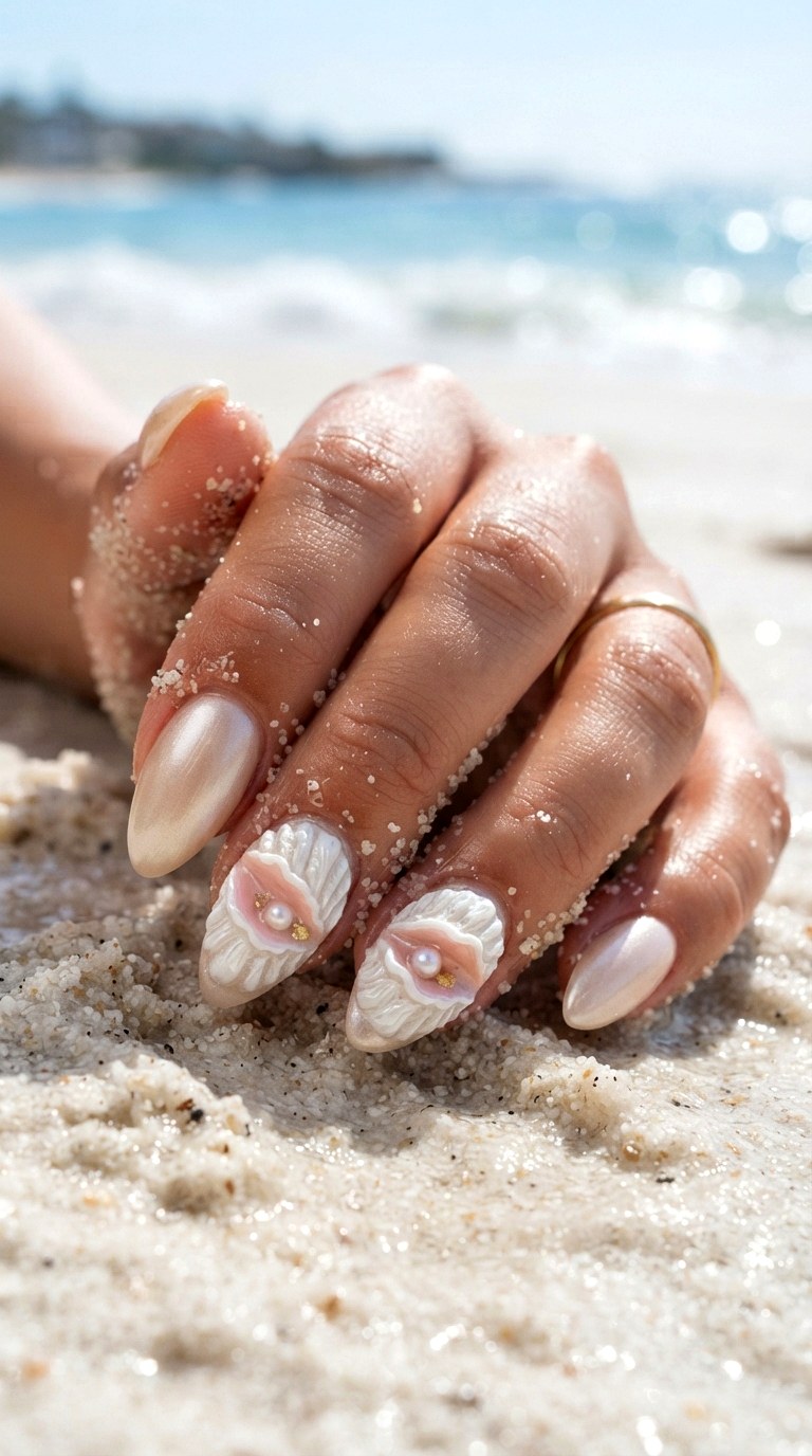 Seashell Texture Nautical Nails - 30 nautical nails