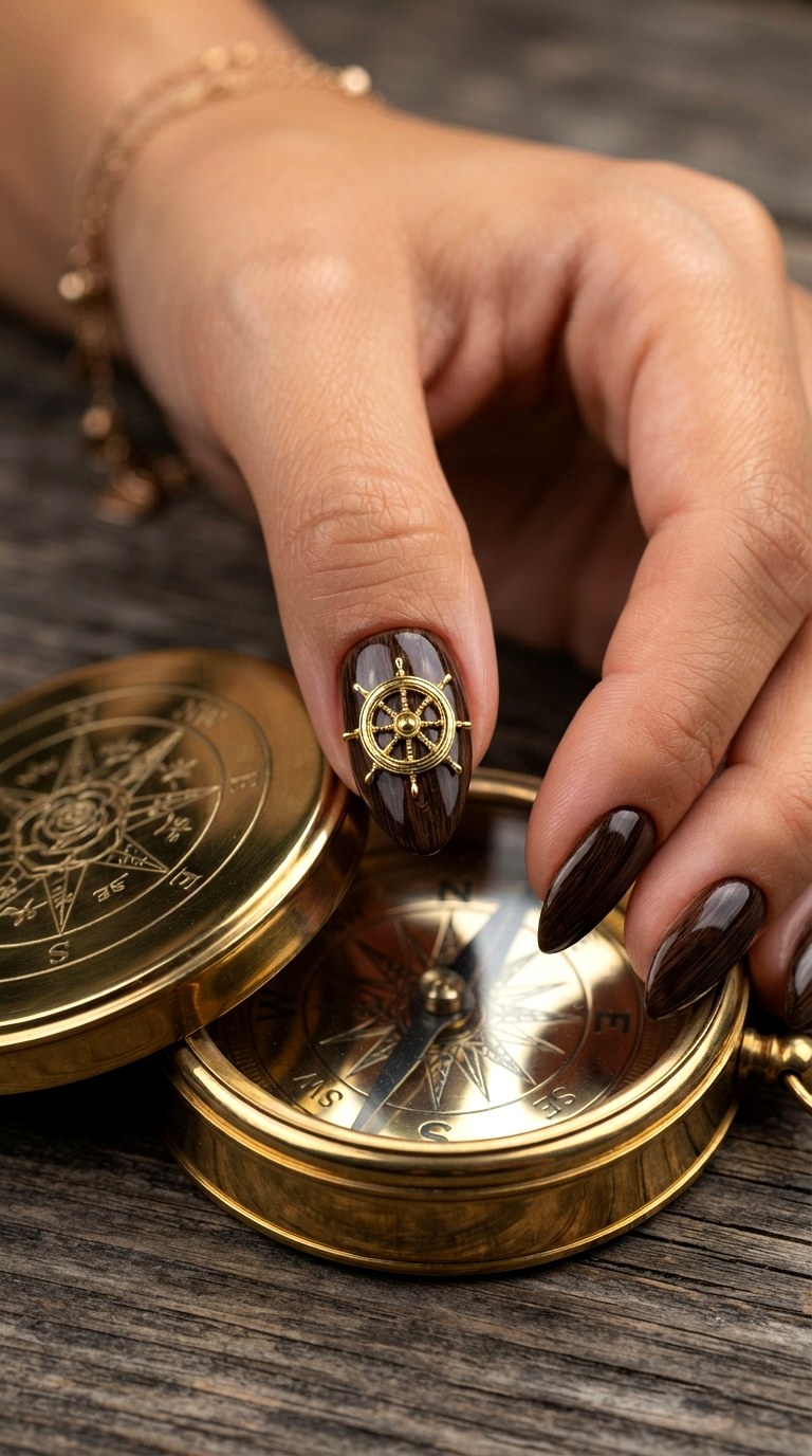 Ship Wheel Geometry Nautical Nails - 30 nautical nails