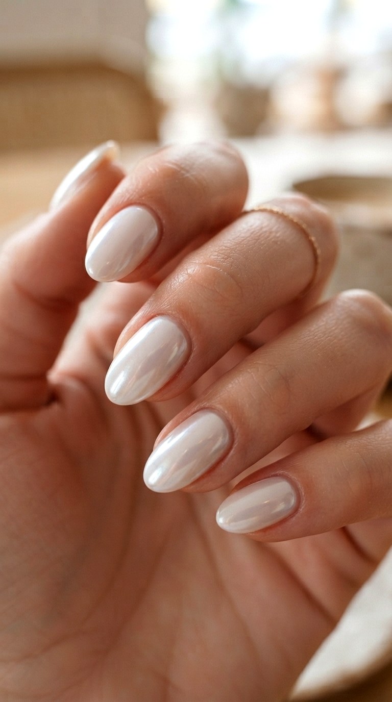 Sleek Glazed White Donut - 28 white nails
