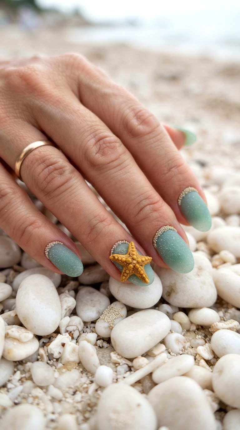 Starfish Beach Glass Nautical Nails - 30 nautical nails