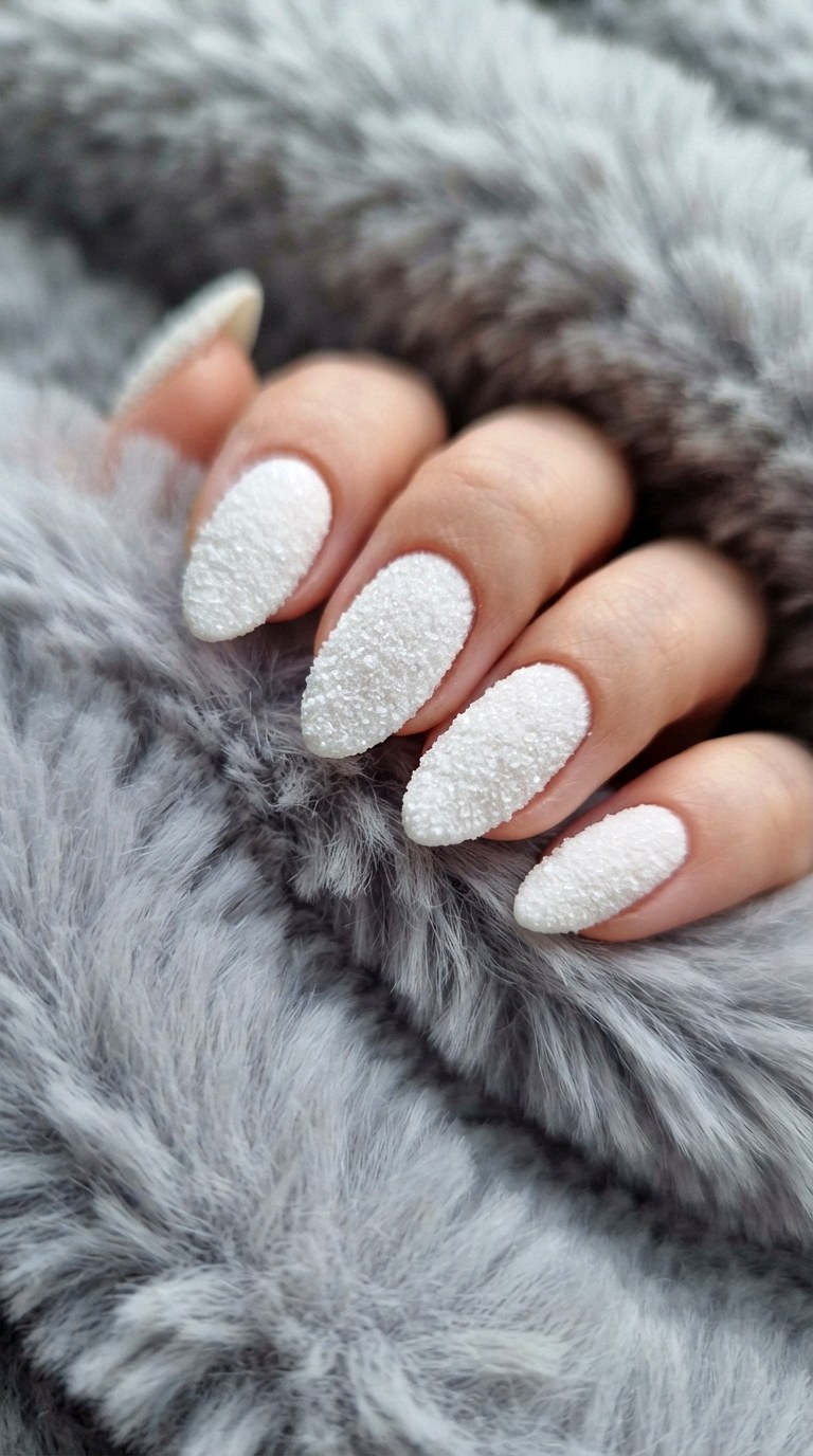 Sugar Dust Texture Finish - 27 white almond nails