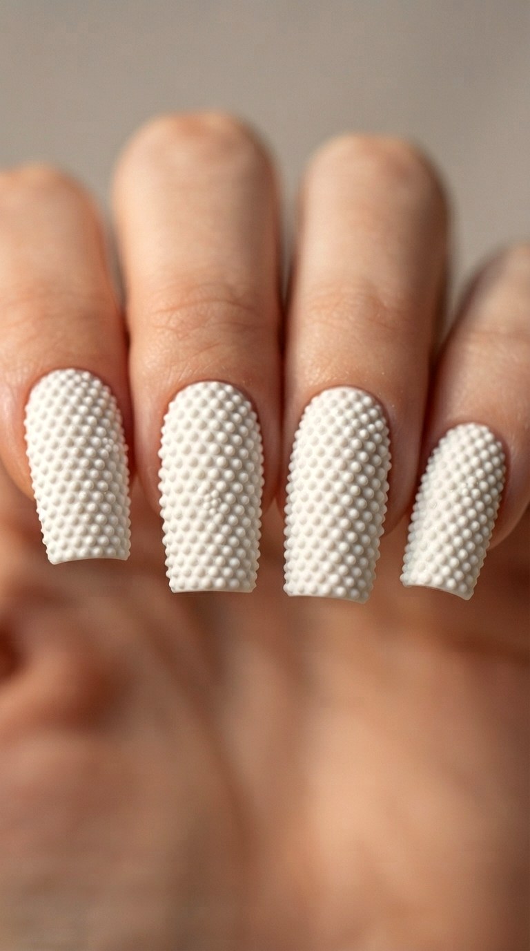 Textured Rice Grain Beads - 28 white nails