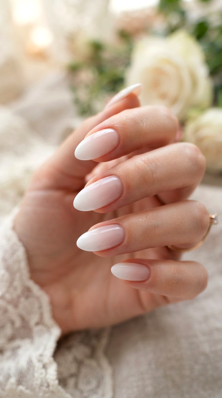 The Baby Boomer Ombre White On White French Tip - 22 white-on-white French tip nails