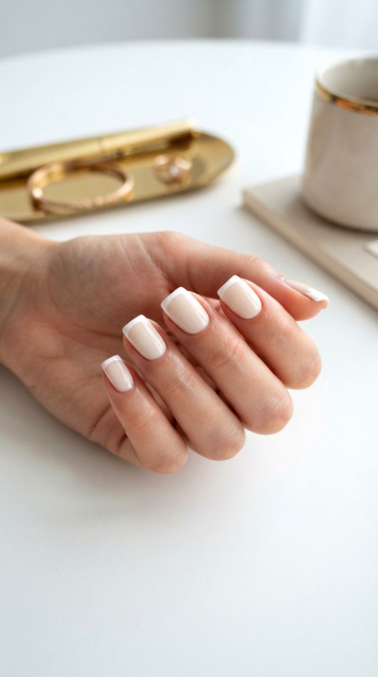 The Structured Square White On White French Tip - 22 white-on-white French tip nails