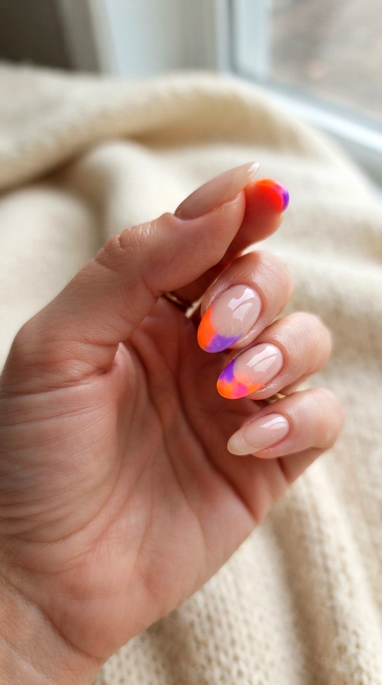 Two Toned Reverse Colorful Nails - 20 colorful nails