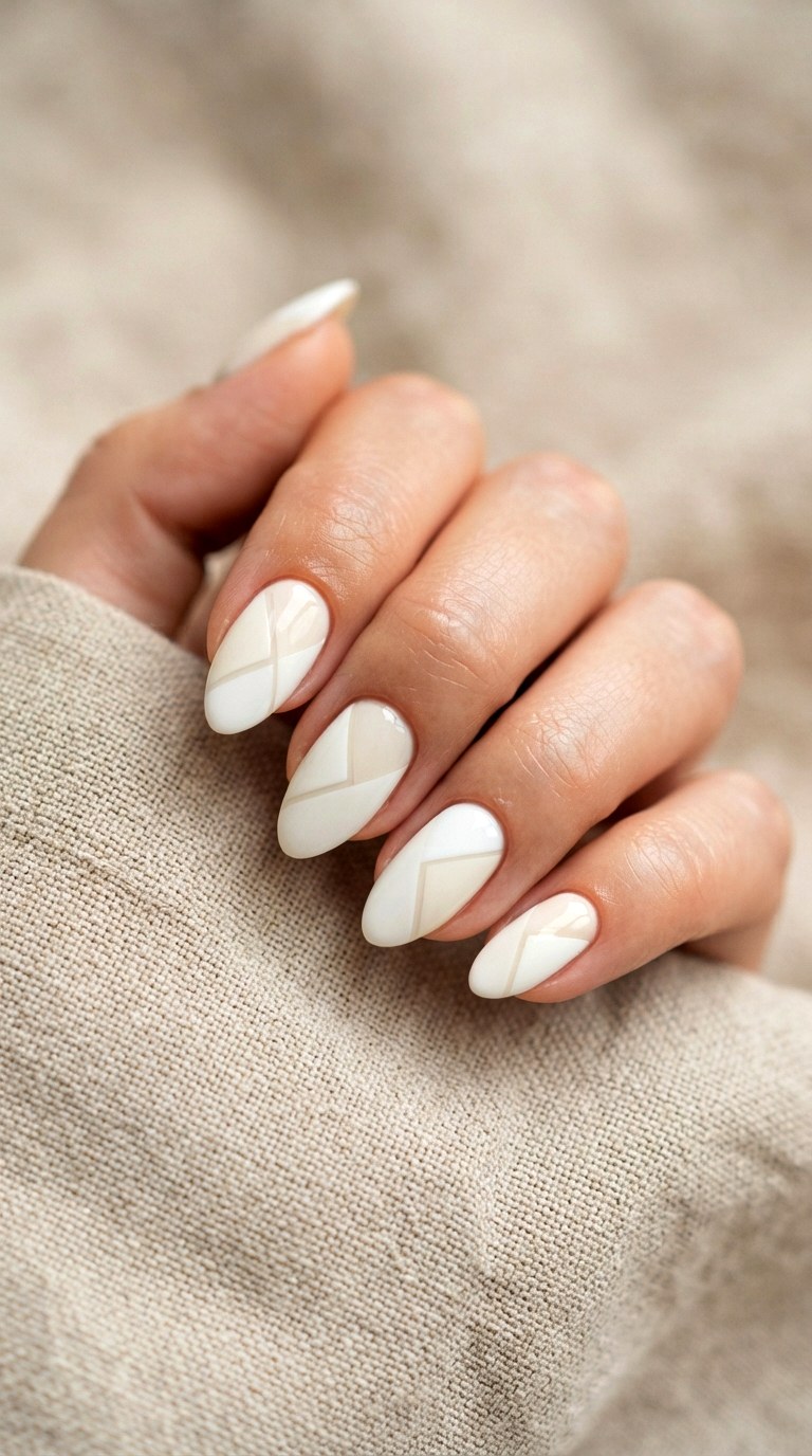 White On White Tone Layering - 27 white almond nails