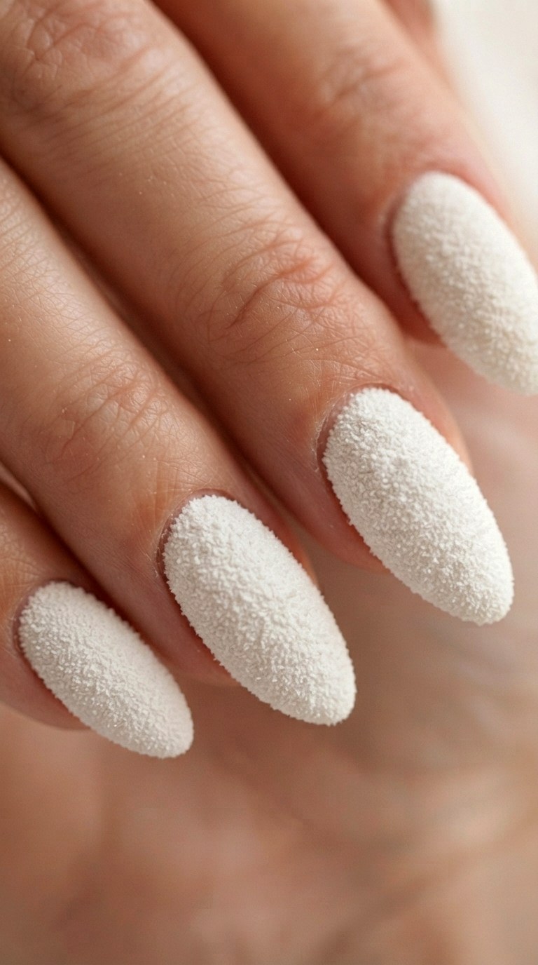 White Velvet Flocked Powder - 28 white nails