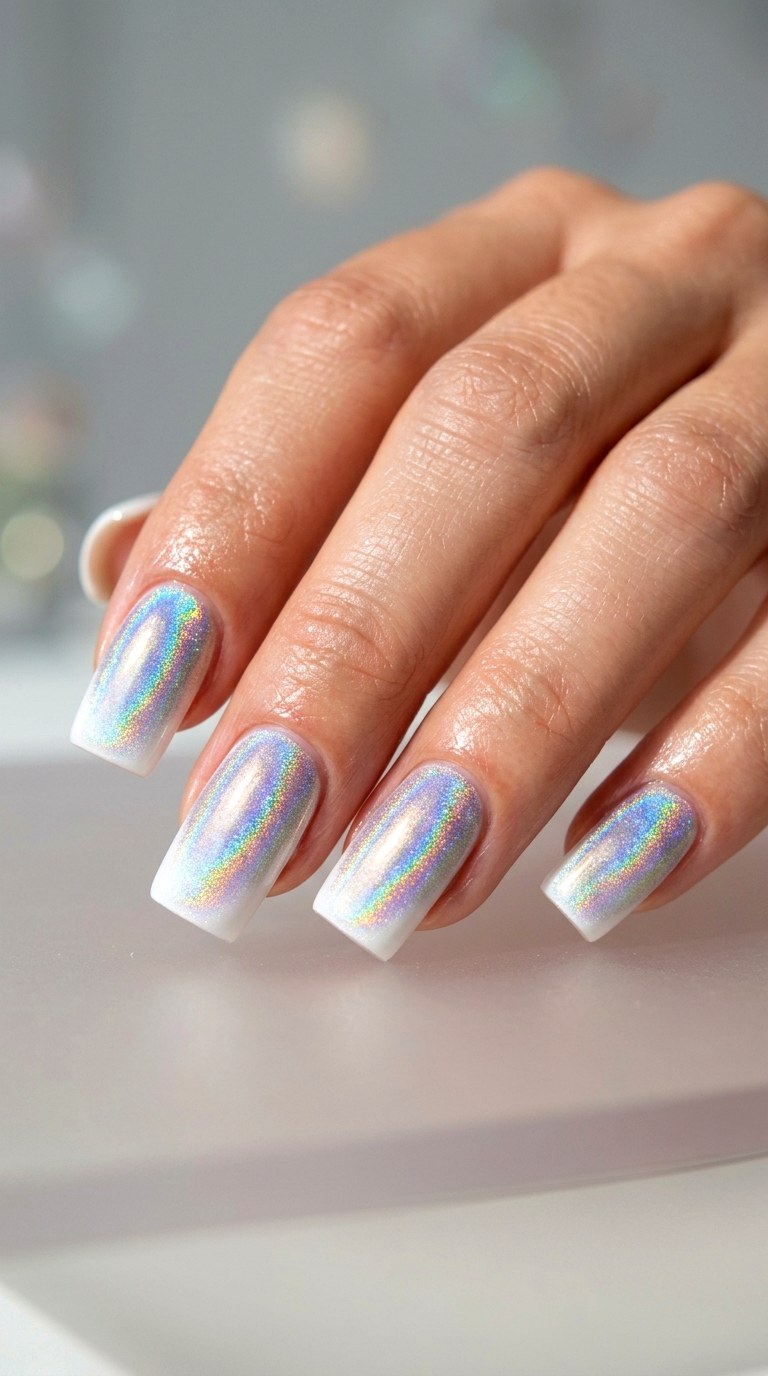 White and Holographic Dual Tone - 20  Spring Dual-Tone Magnetic Cat Eye Nails Ideas