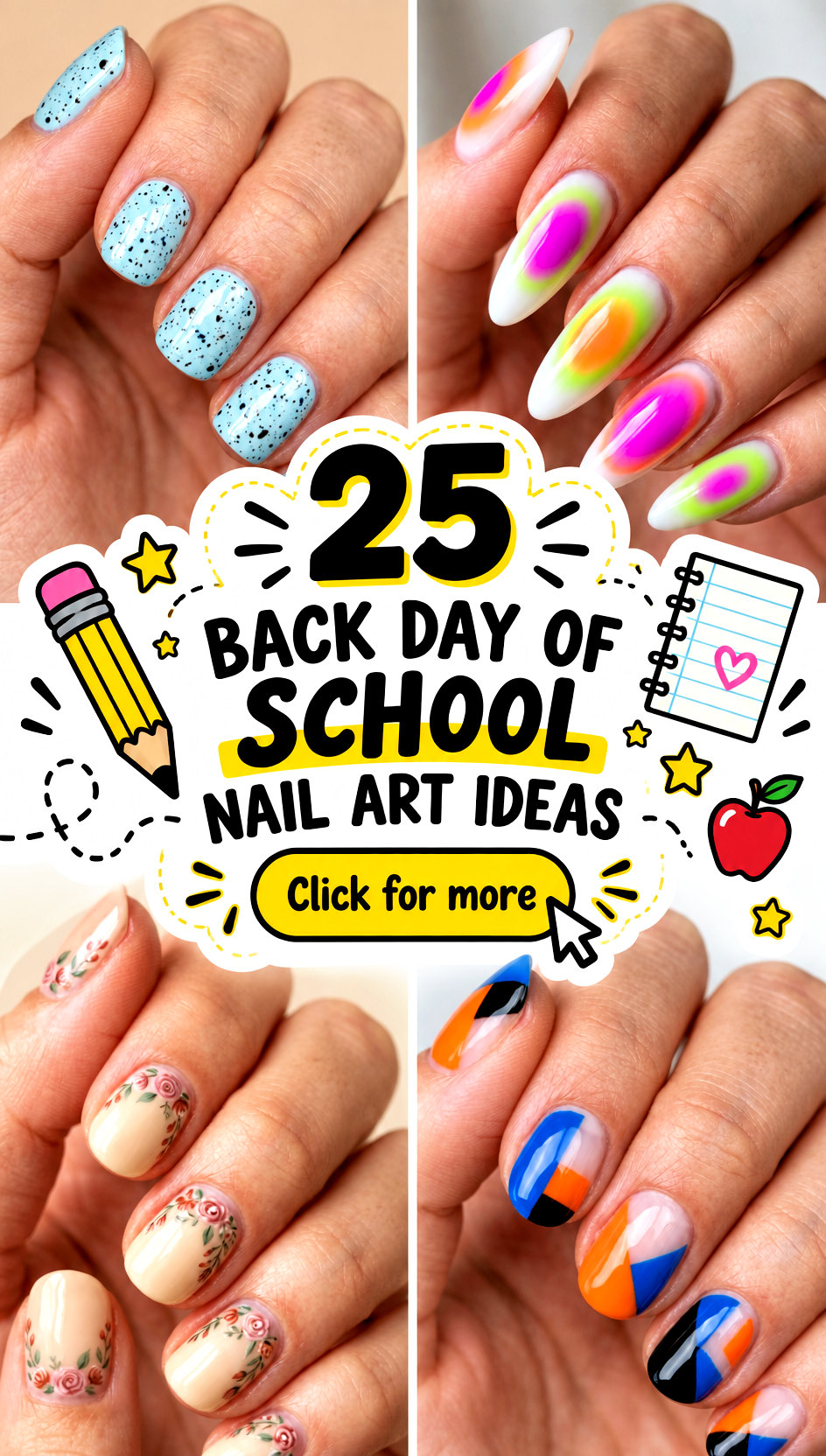 25 back day of school nail art ideas - 25 back day of school nail art ideas