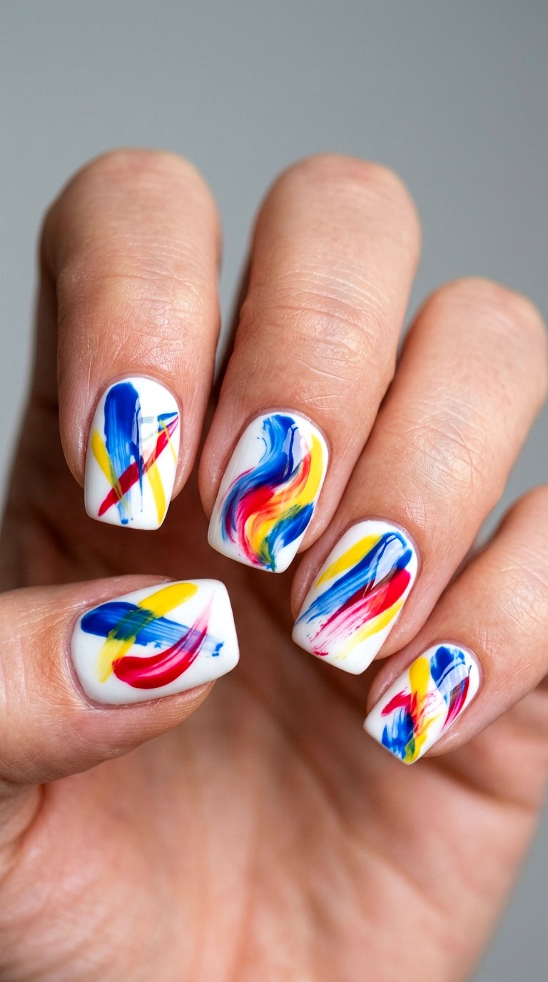 Abstract Expressionist Paint Strokes - 25 back day of school nail art ideas
